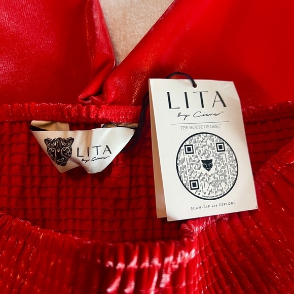 NEW Lita by Ciara size 16 Revolve Liquid Leggings in Fiesta Red Faux Leather - Picture 6 of 12